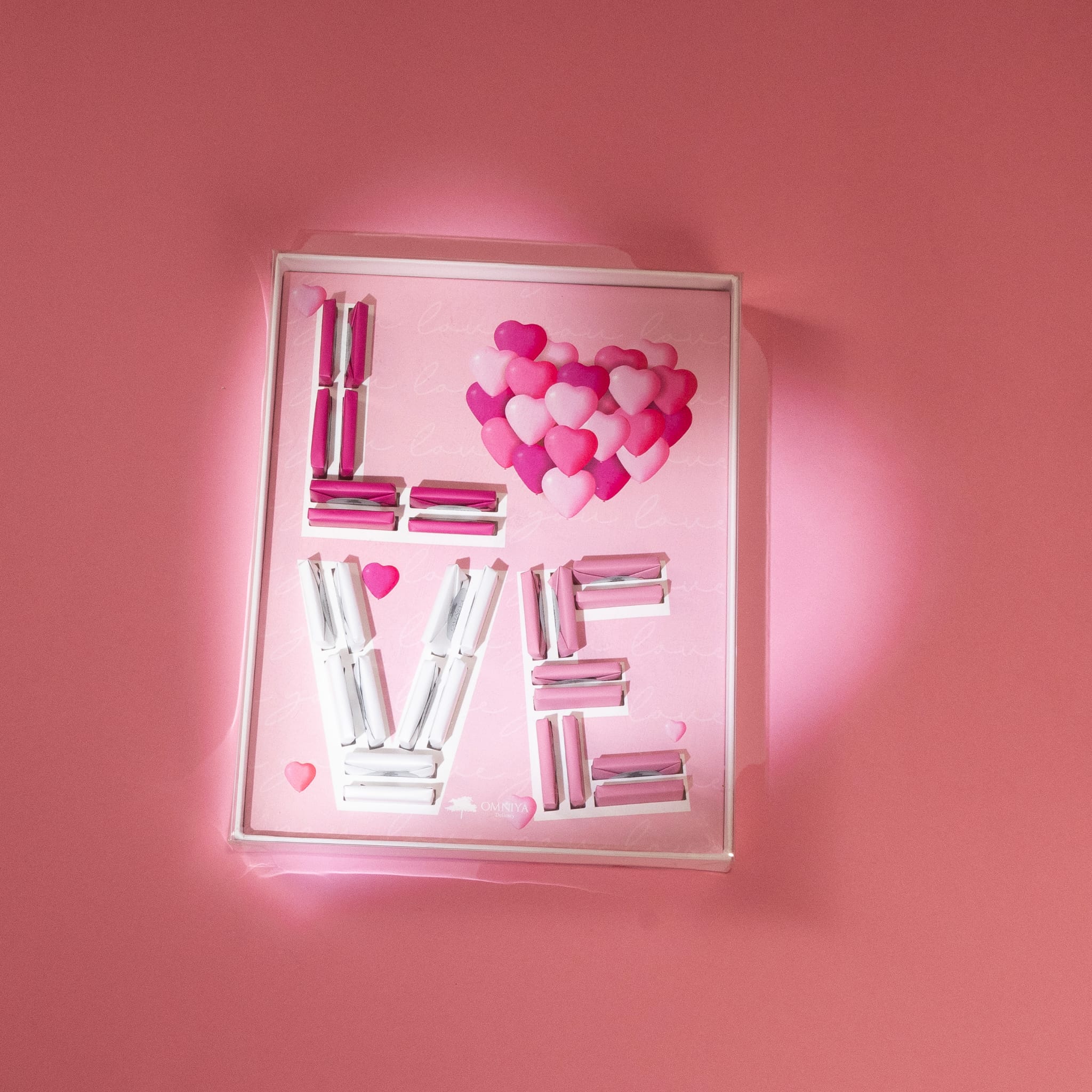 Valentine’s Love Chocolate Box – Assorted Milk & Dark Chocolates in Pink, White, and Dark Pink Colors – Perfect Romantic Gift for Valentine’s Day & Special Occasion