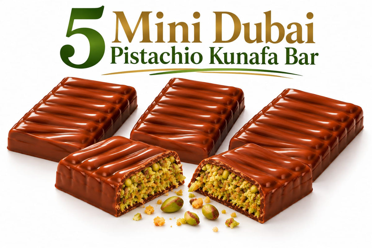 OMNIYA Delicacy Mini Dubai Pistachio Kunafa Chocolate Bar 40g – Belgian Milk Chocolate with Crispy Kunafa & Pistachio Cream Filling – Viral Middle Eastern Gourmet Treat