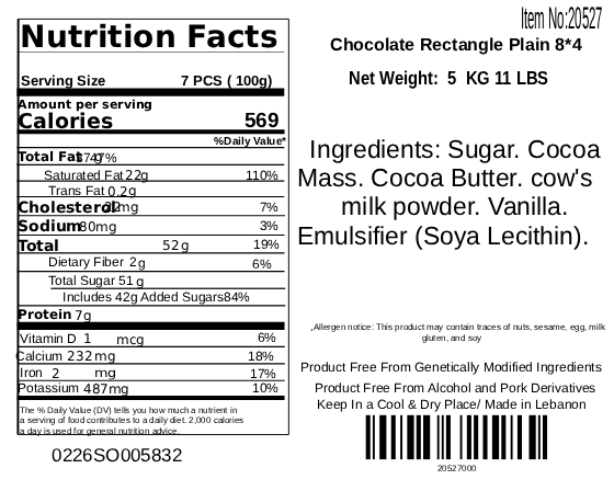 Plain Chocolate Rectangle 8*4 – Gourmet Chocolate Confection | OMNIYA