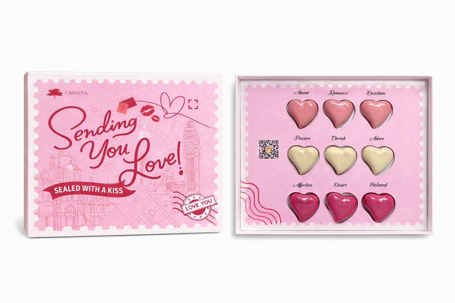 Luxury Chocolate Heart Gift Box – Gourmet Praline & Crème Assorted Chocolates, “Sending You Love” Ready-to-Gift for Special Occasions (9 Pcs)