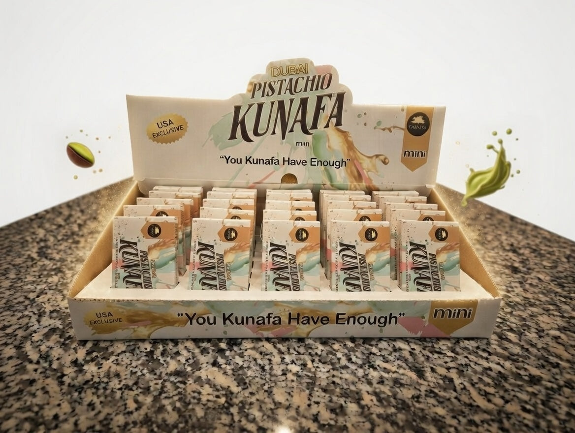 OMNIYA Delicacy Mini Dubai Pistachio Kunafa Chocolate Bar 40g – Belgian Milk Chocolate with Crispy Kunafa & Pistachio Cream Filling – Viral Middle Eastern Gourmet Treat