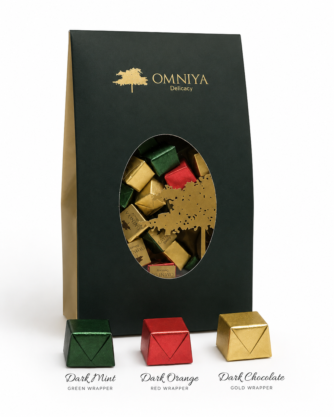 OMNIYA Delicacy – Dark Chocolate Variety Pack (100 PCS) – Premium Individually Wrapped Chocolates – Assorted Gourmet Flavors – No Added Sugar – Ideal for Gifting, Parties & Corporate Events