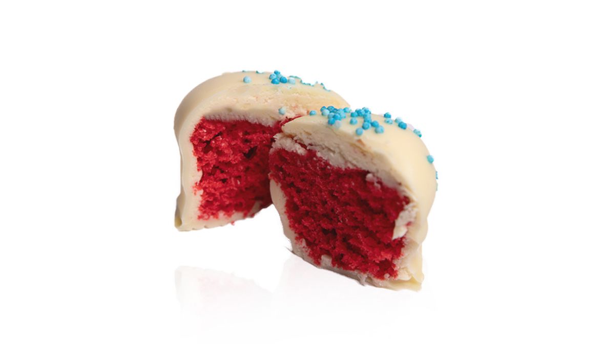 Premium White Chocolate Covered Red Velvet Cake Bite