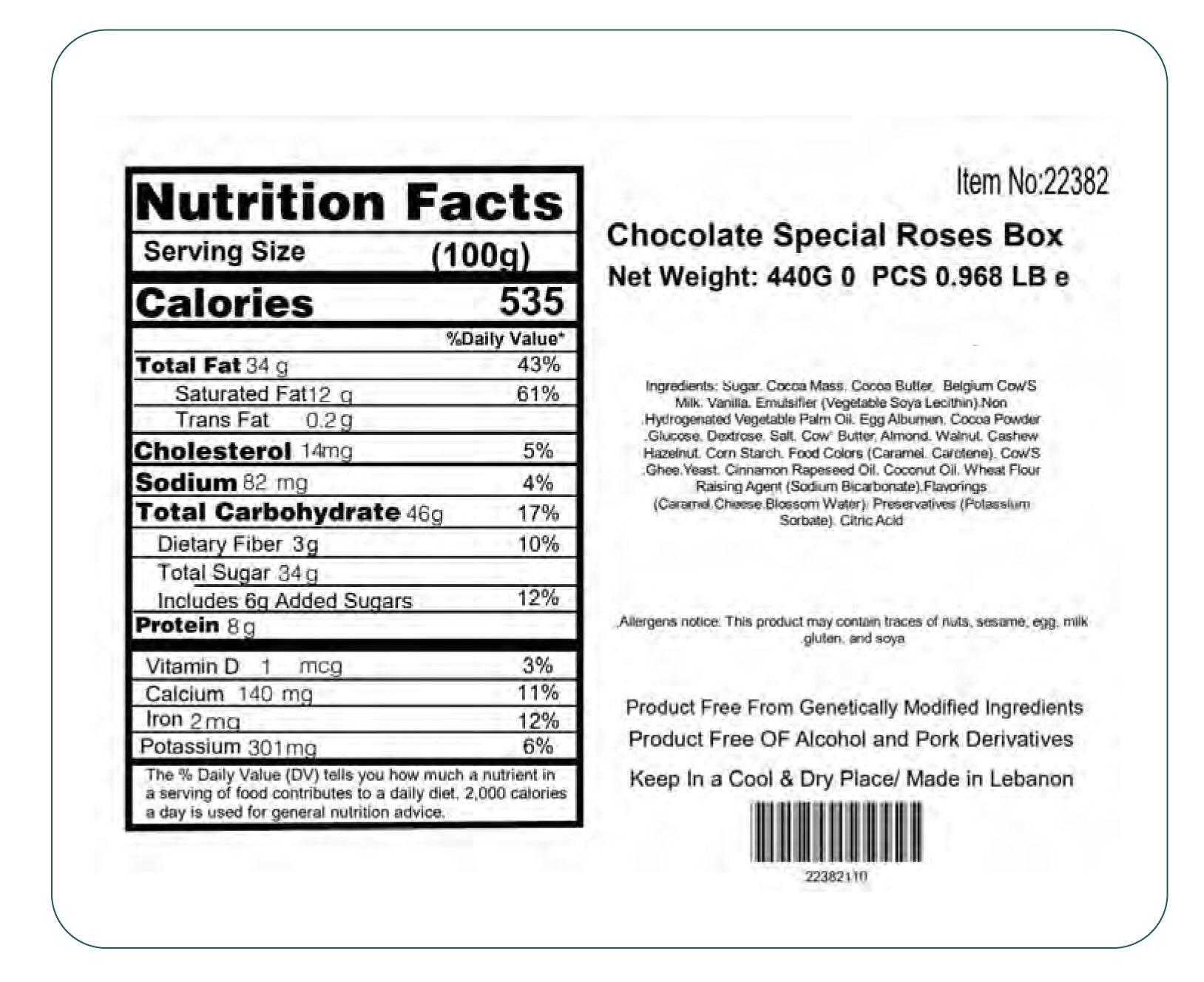 Chocolate Special Roses Box 15.50oz