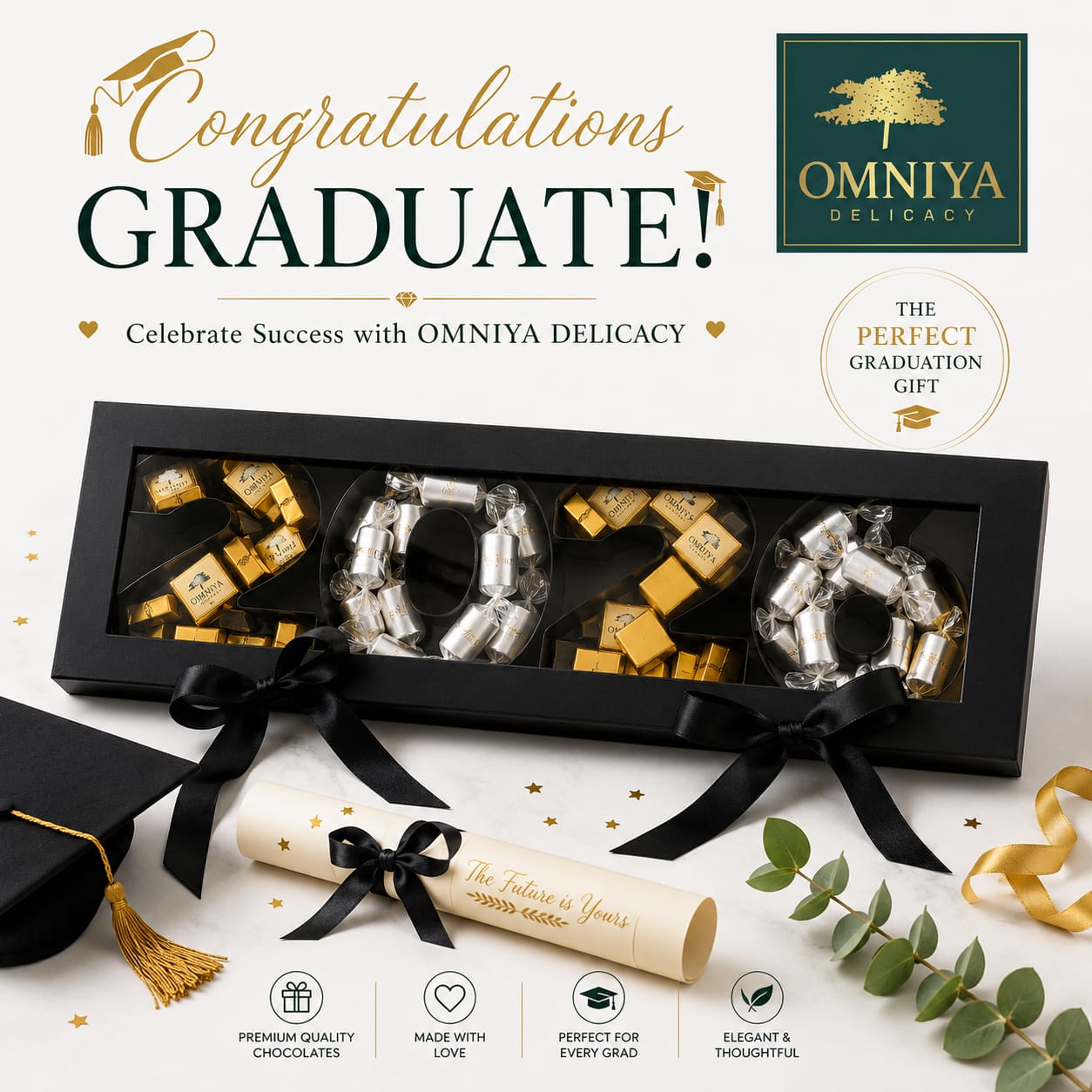 Omniya Delicacy Luxury Graduation Chocolate Gift Box – Class of 2026 ( One Pound)