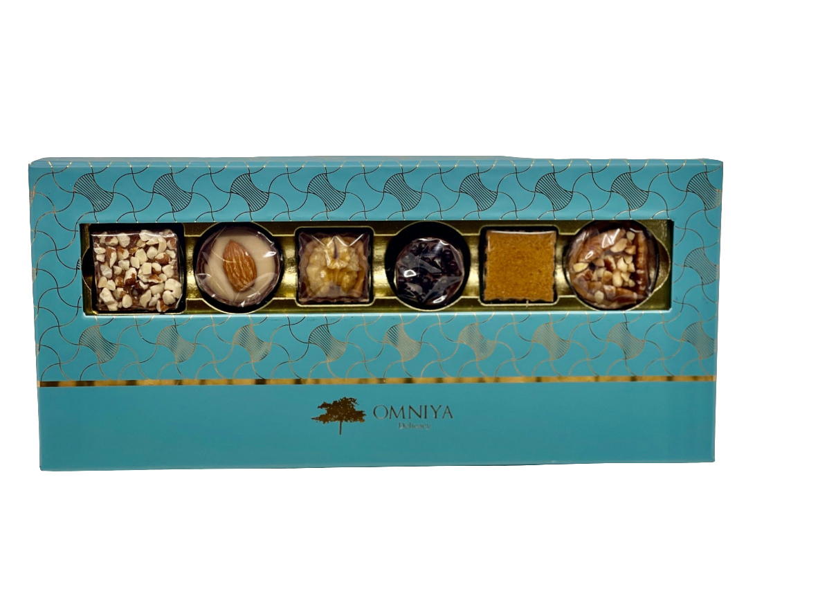OMNIYA Delicacy Chocolate Special Box 12pcs Count Assorted Gourmet Milk Chocolates in Modern Elegant Packaging Ideal for Christmas Eid Ramadan Corporate Gifts