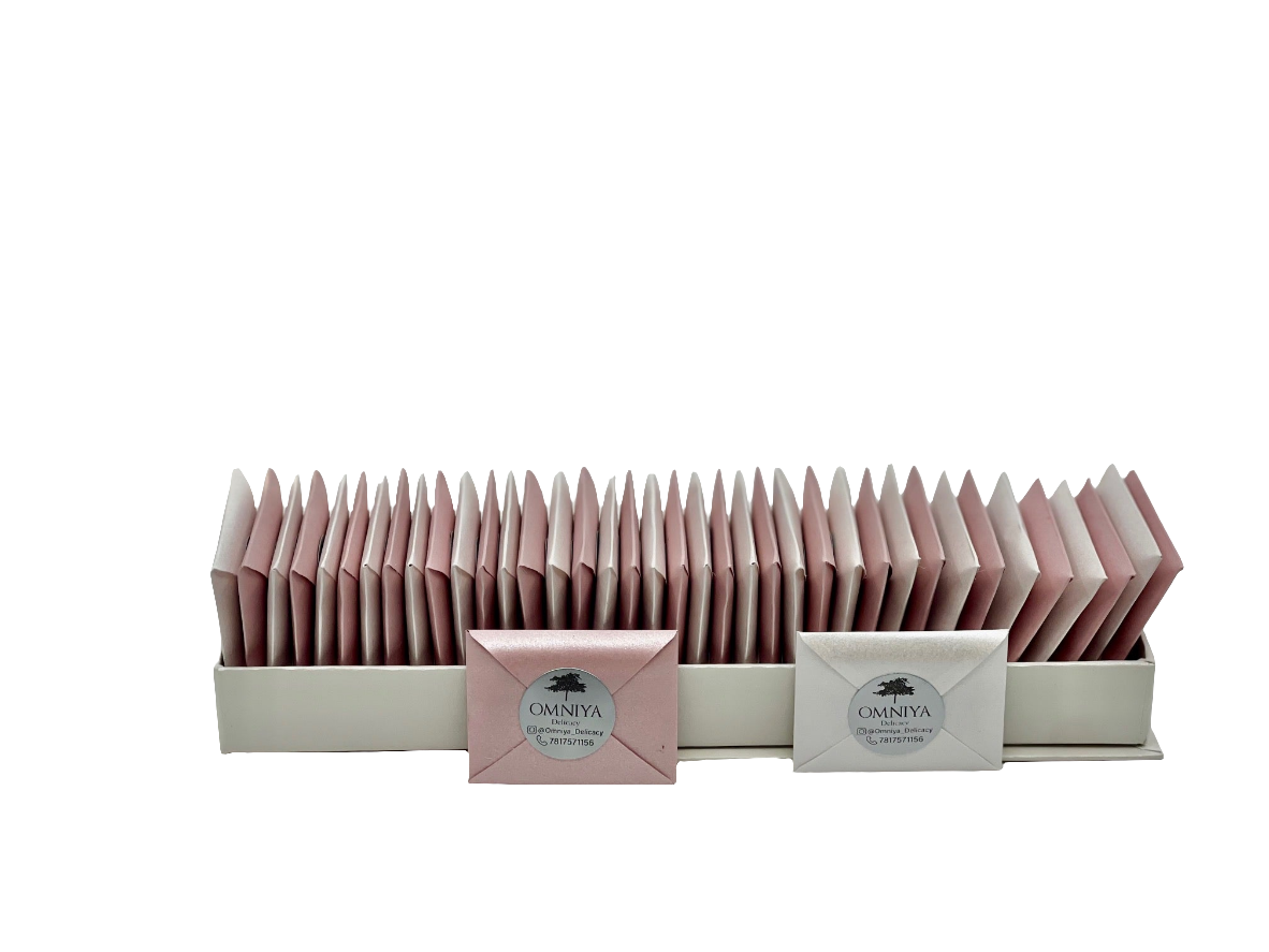 Mini Dark & Milk Chocolate Bars in Elegant Envelope Packaging Individually Wrapped Gourmet Treats- Perfect for Gifts, Office Snacks, & Party Favors - 40 Pack ( White & Gold) (pink - White)