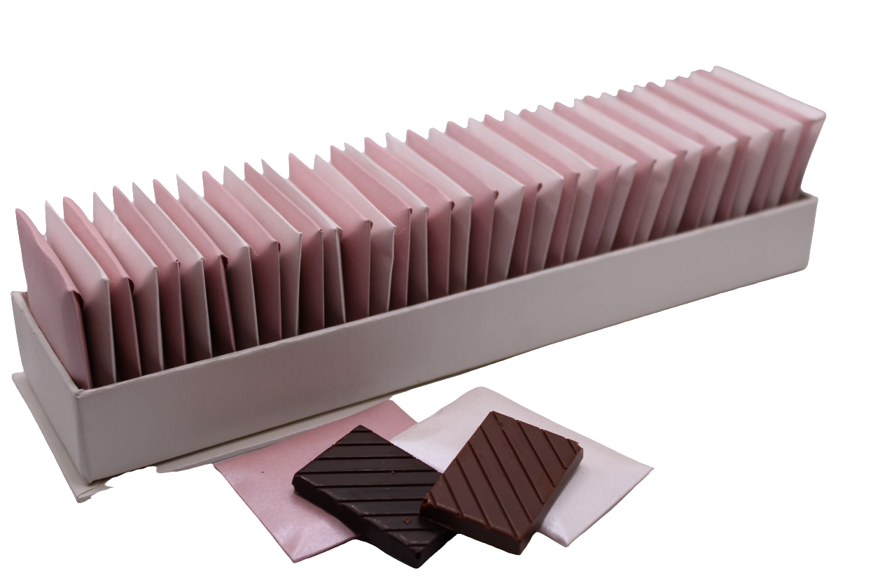 Mini Dark & Milk Chocolate Bars in Elegant Envelope Packaging Individually Wrapped Gourmet Treats- Perfect for Gifts, Office Snacks, & Party Favors - 40 Pack ( White & Gold) (pink - White)
