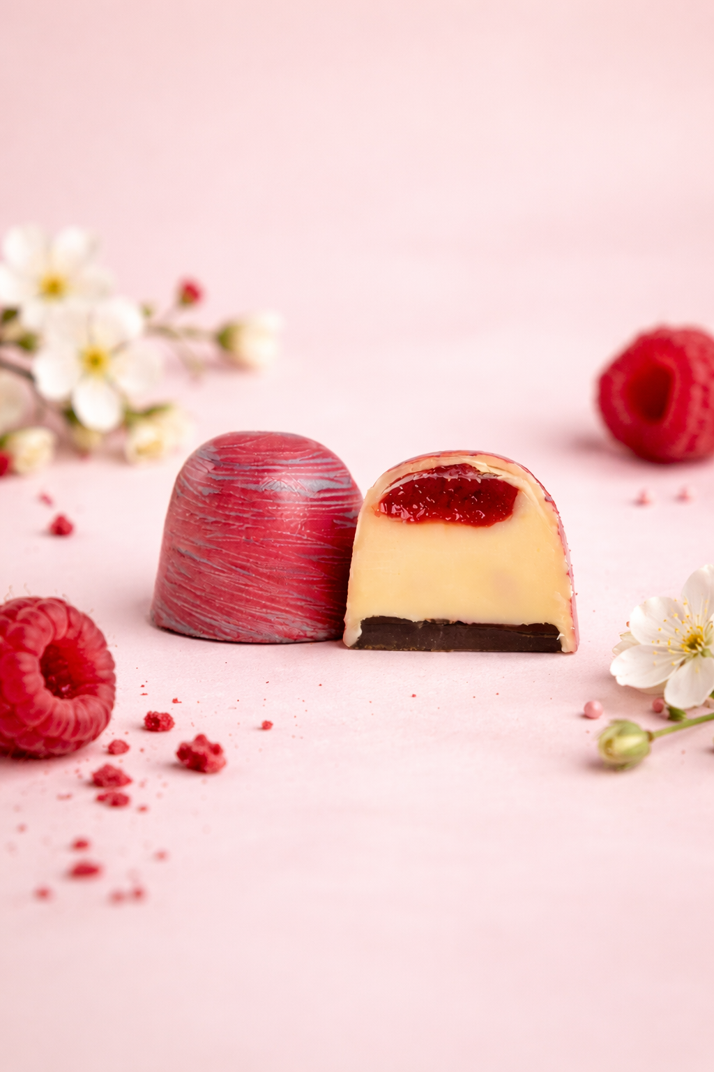 OMNIYA Delicacy Chocolate Galaxy Crystal Fuchsia Cheesecake (6oz) – Gourmet White Chocolate Bonbon with Cheesecake Crème – Luxurious Artisan Dessert Gift