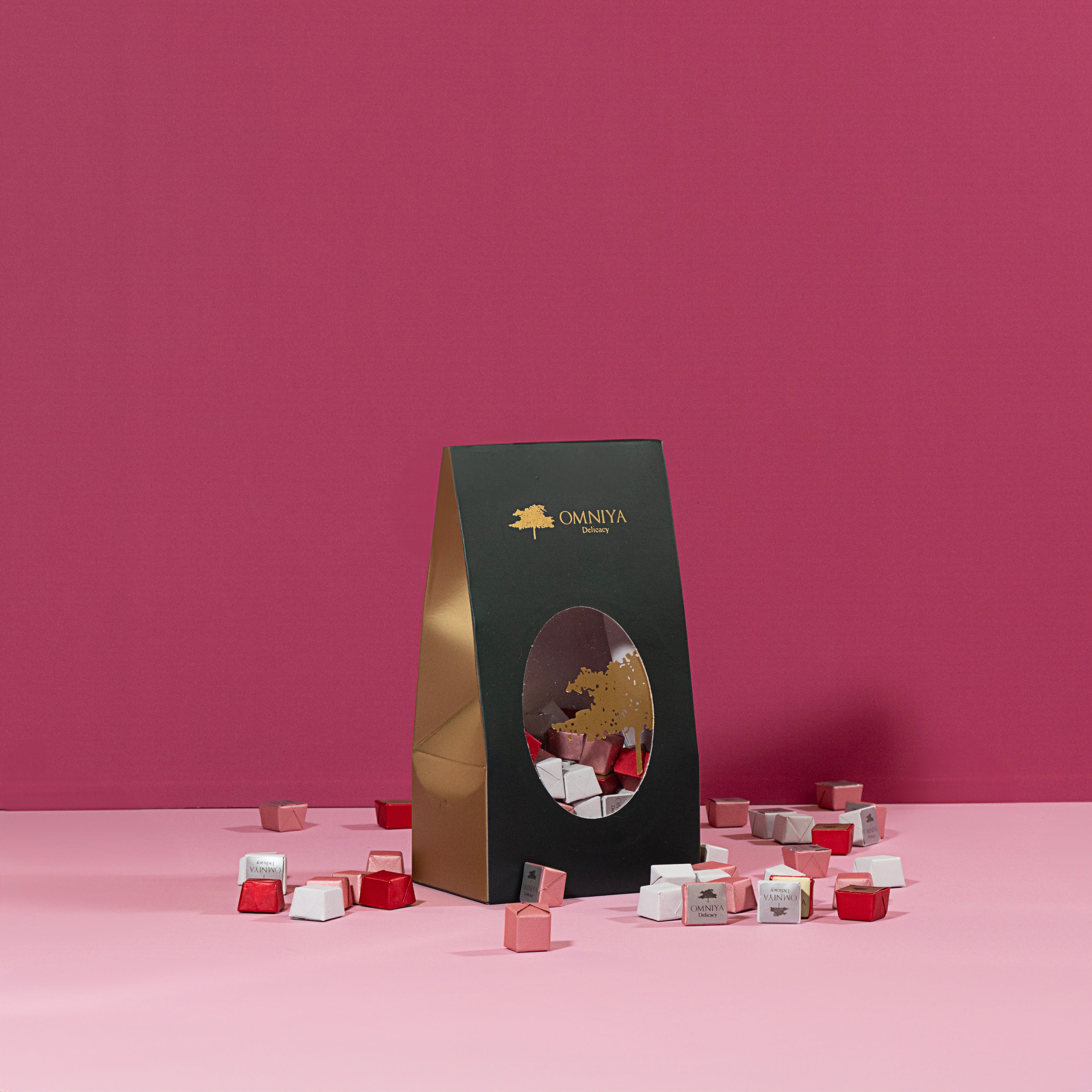 OMNIYA Delicacy – Dark Chocolate Variety Pack (100 PCS) – Premium Individually Wrapped Chocolates – Assorted Gourmet Flavors – No Added Sugar – Ideal for Gifting, Parties & Corporate Events