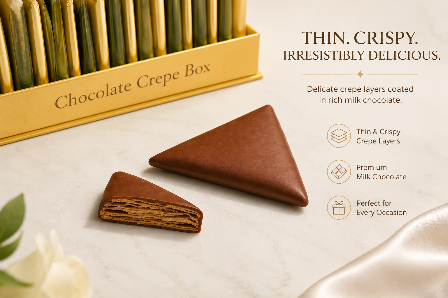 Individually Wrapped Chocolate Crepe Pieces
