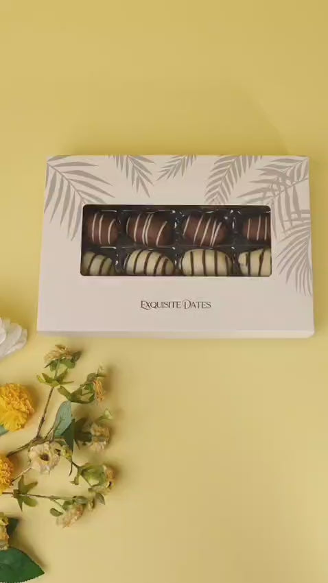 OMNIYA Delicacy Chocolate Covered Medjool Dates Gift Box – 12 Stuffed