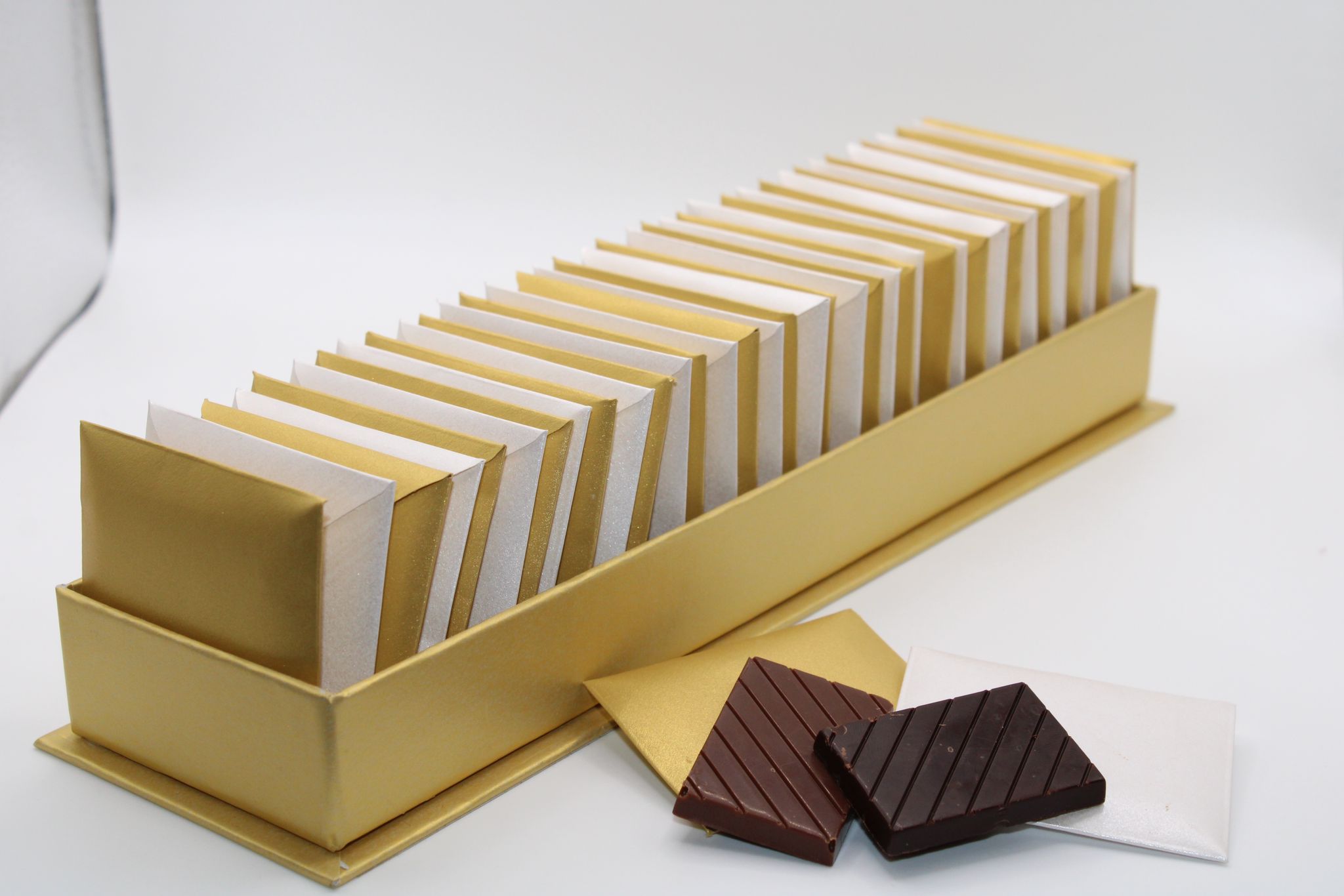 Mini Dark & Milk Chocolate Bars in Elegant Envelope Packaging Individually Wrapped Gourmet Treats- Perfect for Gifts, Office Snacks, & Party Favors - 40 Pack ( White & Gold) (pink - White)